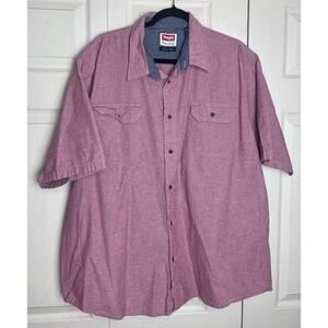 Wrangler Comfort Flex Men's Short Sleeve Button Up Red Shirt Size 2XL
